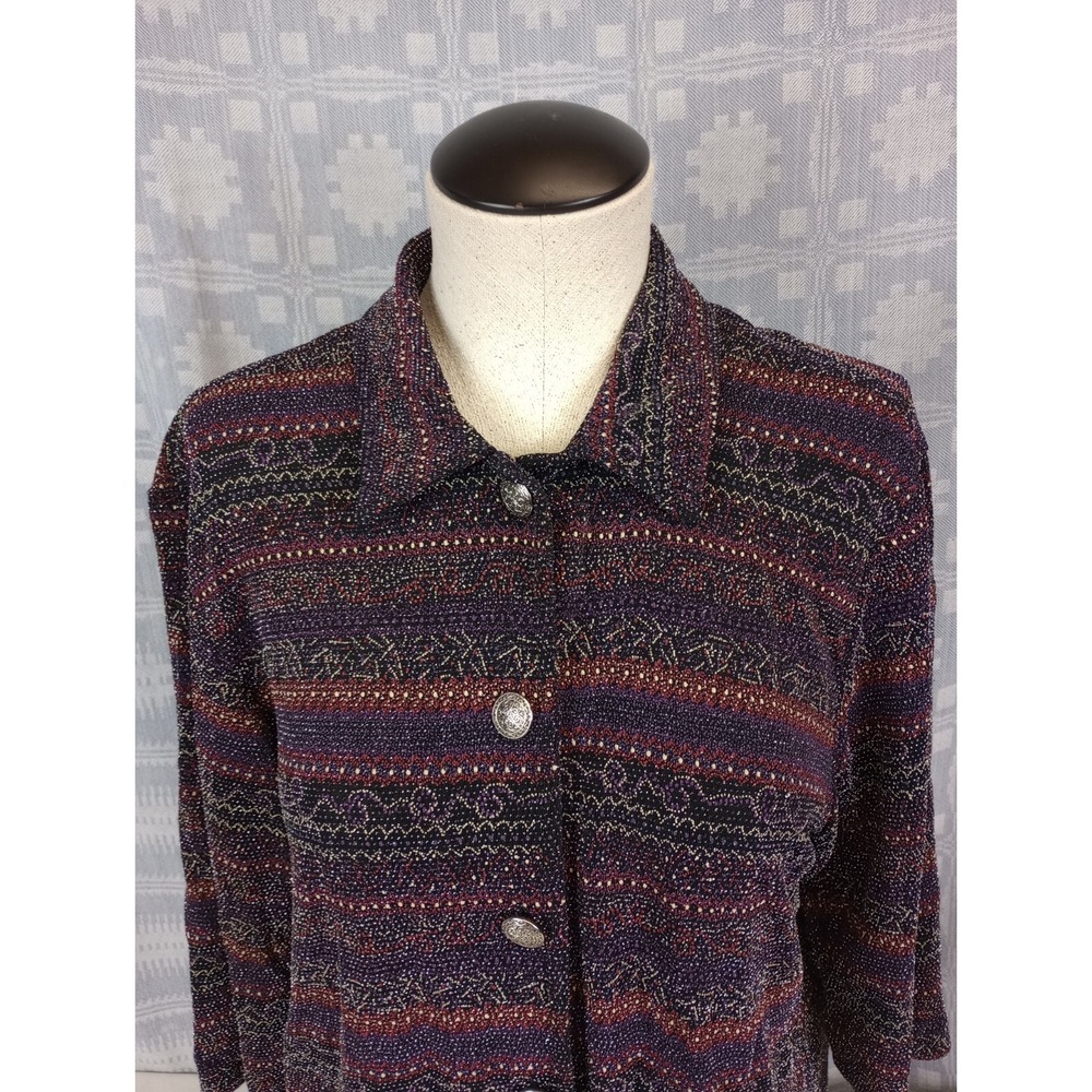 N Touch Womens Blouse Size Small Cardigan Style Textured Shirt Button Up Longsle - Picture 7 of 7